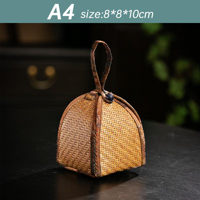 

Плетеная сумка для хранения чашек из ротанга в японском стиле, органайзер для чашек и чайников в китайском стиле, сумки для путешествий на открытом воздухе с карманом на шнурке As Photo