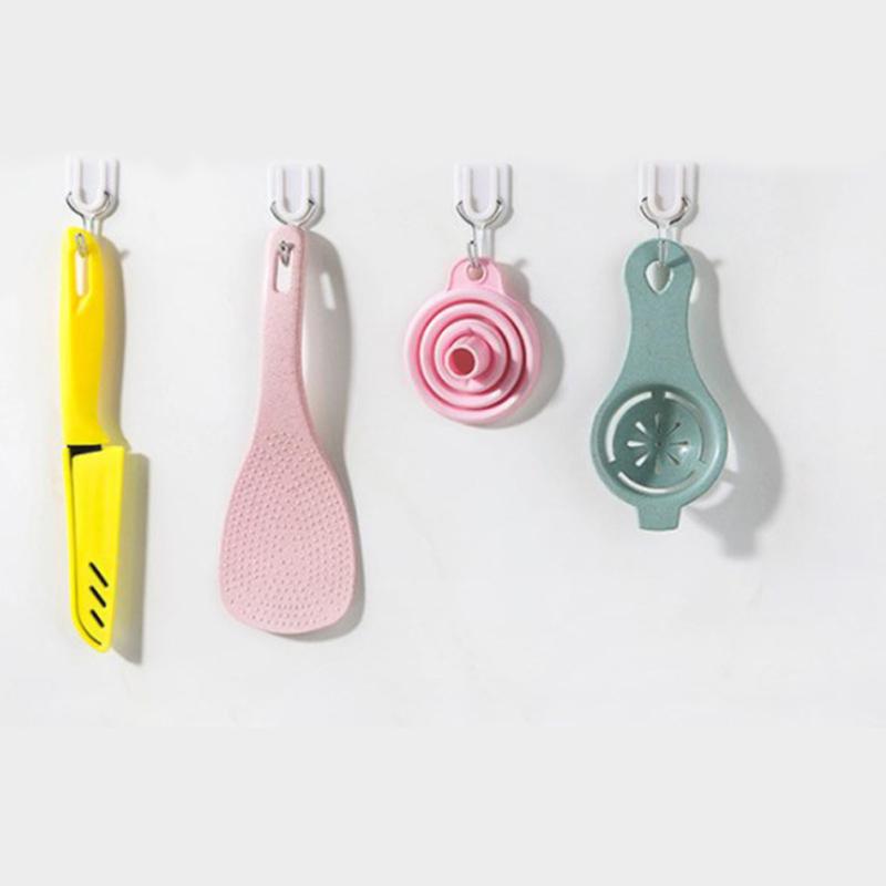 6Pcs/set Traceless Nailless Powerful Viscous Wall Hanging Hook for Kitchen Bathroom