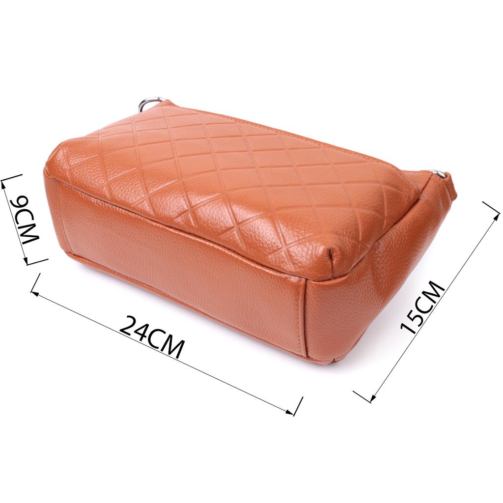 Women's Medium-sized Bag with Three Compartments Made of Genuine Leather VINTAGE Bag 22804 Red