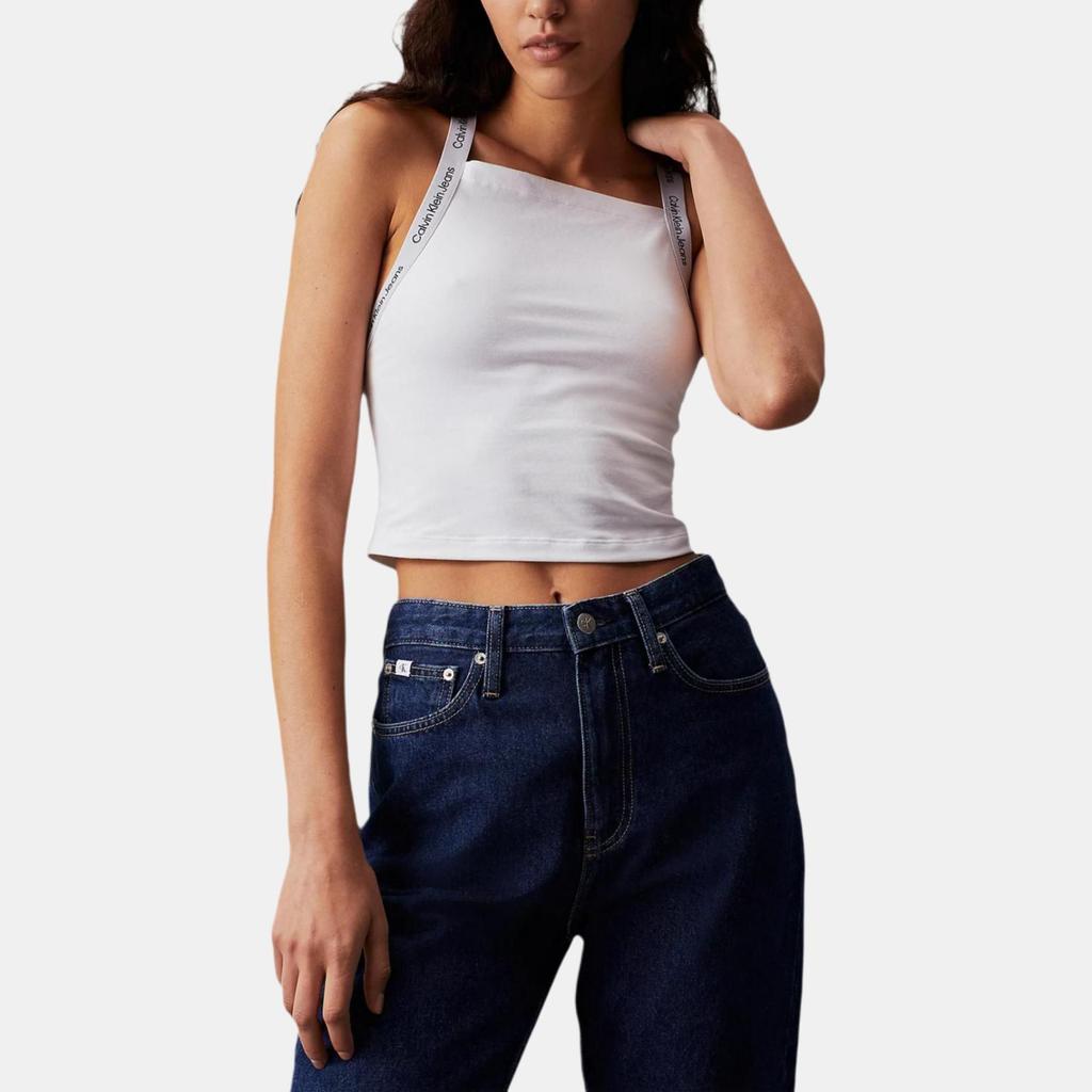 Calvin Klein Jeans Iconic Elastic Trim Fitted Crop Tank Top Women tops Bright-White J20J223110-YAF