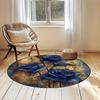Luxury  Navy Golden  flower Pattern Round Shape Floor Mats Kitchen Hallway Runner Rug Bedroom Living Room Soft Carpet Non-slip Area Rug