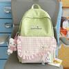 Schoolbag Waxy Jiji Cream Lotus Leaf Edge School Bag Niche Bow Embroidery Girl Plaid Color Matching Junior High School Backpack