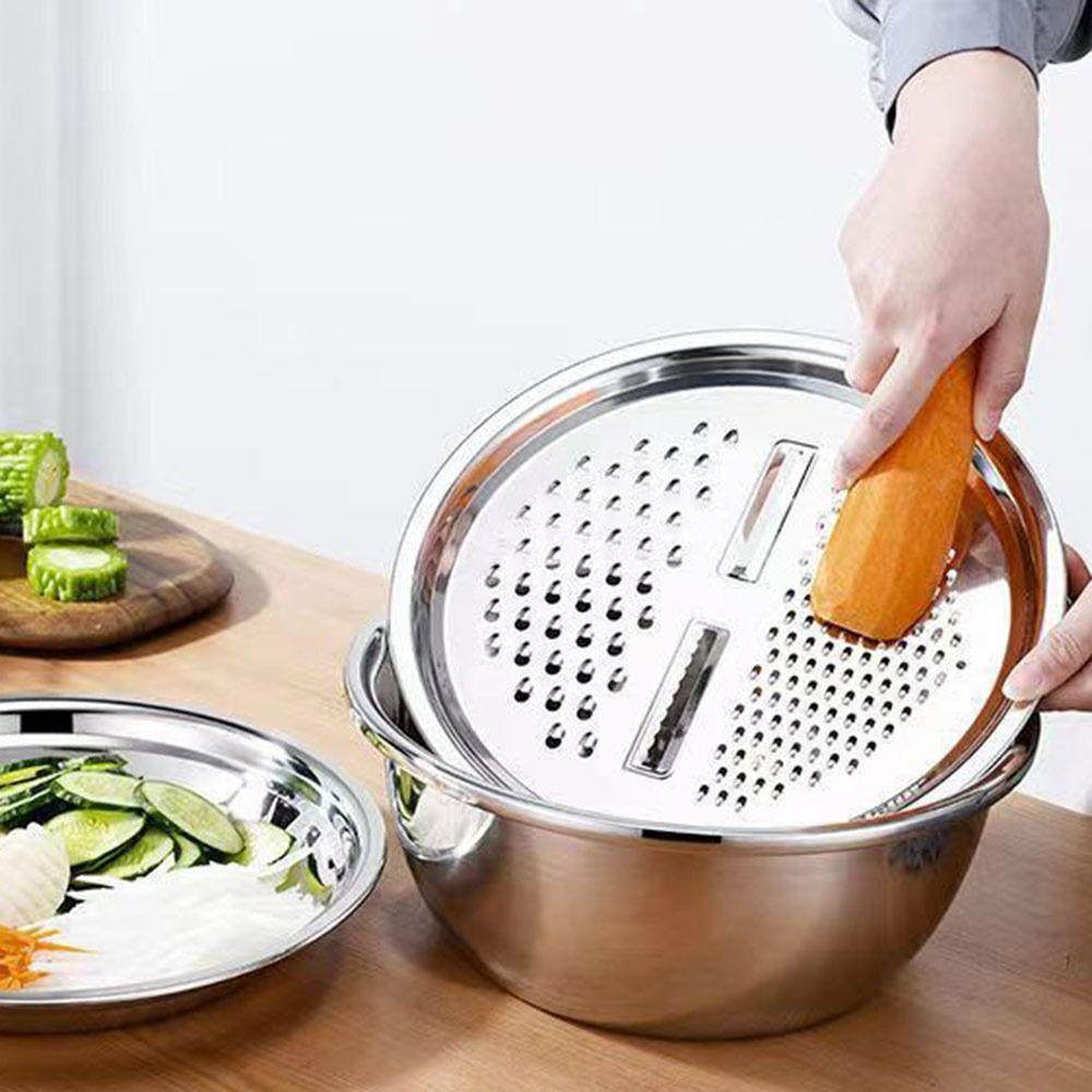 Multifunctional Potato Grater 3in1 Potato Slicer Gifts Draining Basket