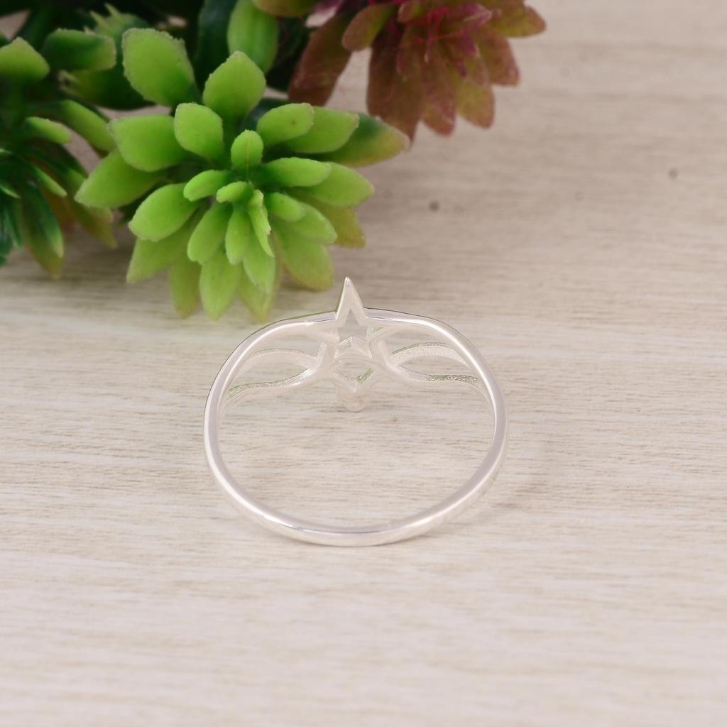 925 Sterling Silver Open Star Ring | Minimal Star Band Ring | Elegant Celestial Jewelry for Women.