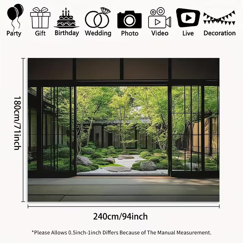 2D Calm Zen Garden with Moss and Stones Scenery Tapestry 47.2x31.5inch/120*80cm