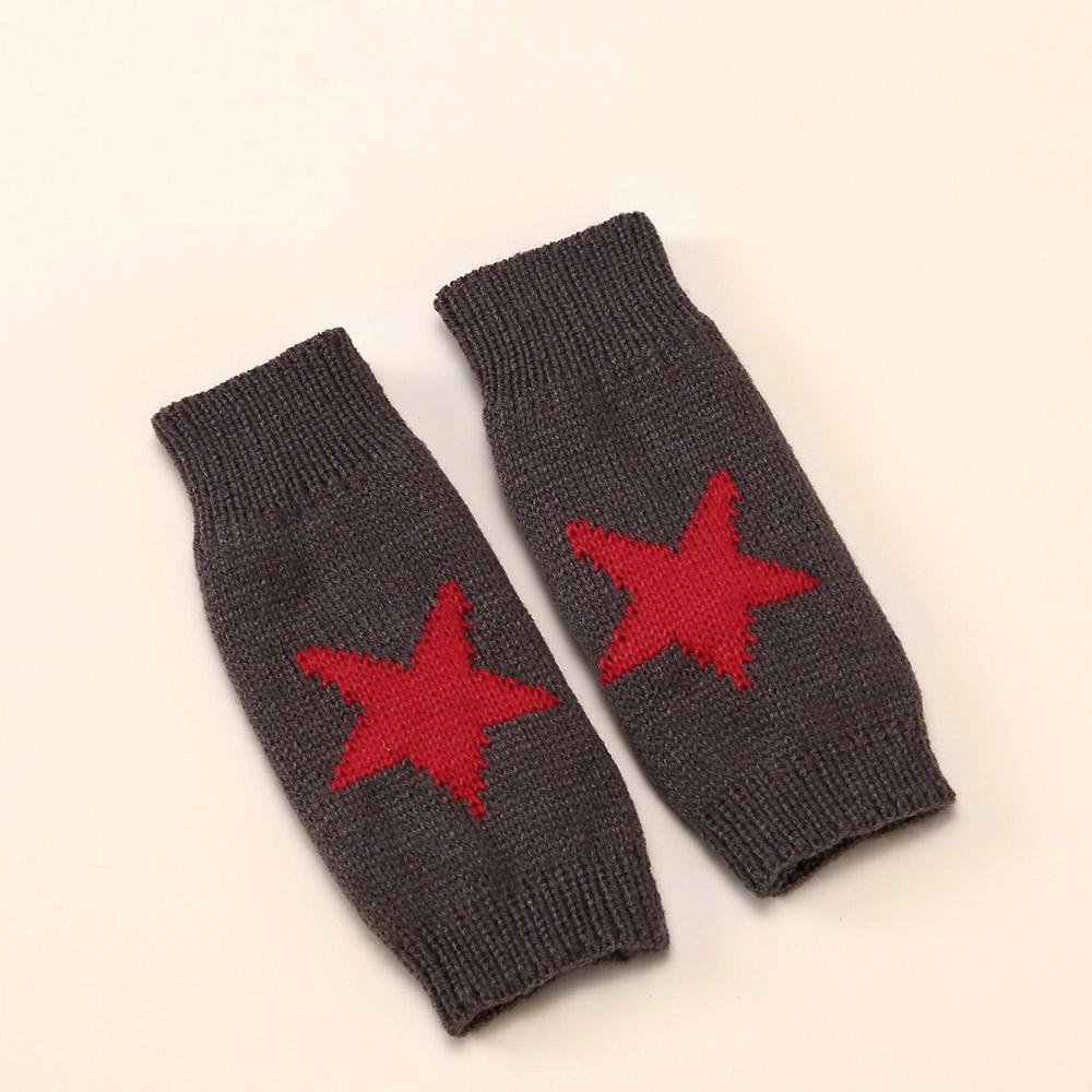 Punk Star Knitted Woolen Gloves for Men Women Pentagram Half Finger Warm Soft Mitten Soft Star Hand Fingerless Gloves
