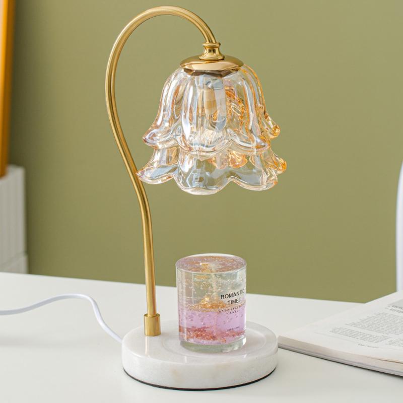 Beast Valley Lily Aroma Candle Lamp - Smokeless Wax Melting Marble Lamp for Romantic Bedroom Ambiance