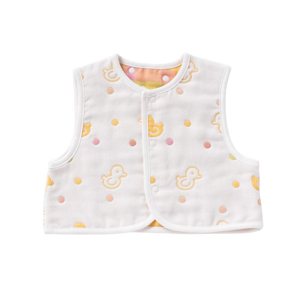 

Cream de Coco 6-Layer Gauze Chick Print Vest for Warmth [Soft/Comfortable] Baby 100% Cotton, Made in Japan, H 50-70cm (Ivory)
