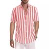 Summer Men's Casual Striped Lapel Short Sleeved Shirt