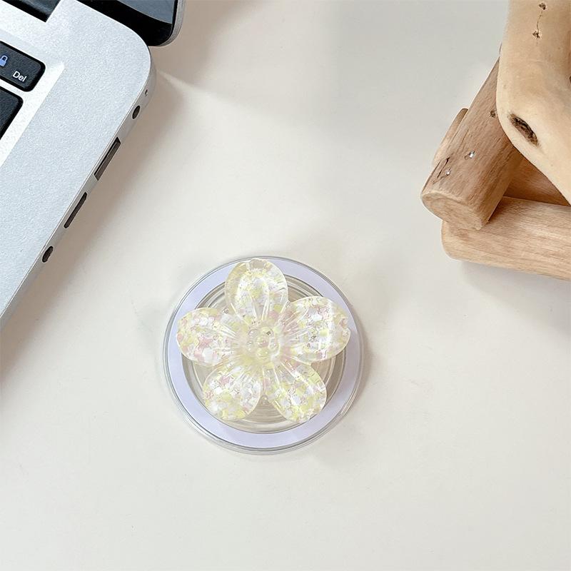 Color Sequins, Three-Dimensional Flowers, Mobile Phone Airbag Holder, Magnetic Telescopic Ring, Suitable For Magsafe Desktop Watching Dramas