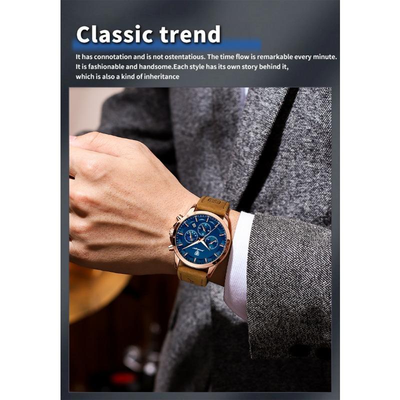 POEDAGAR Luxury Man Wristwatch Sports Leather Quartz Watch Waterproof Luminous Calendar Chronograph Watches Male Clock