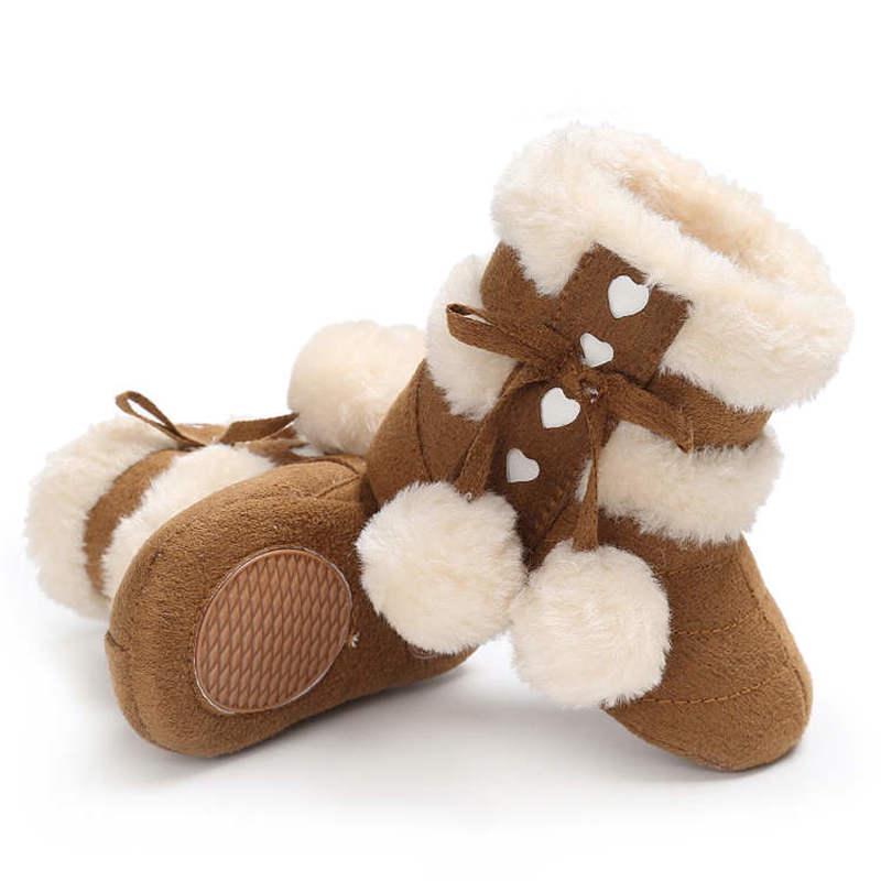 Winter Snow Baby Boots Warm Fluff Balls Indoor Cottton Soft Rubber Sole Infant Newborn Toddler Baby Shoes