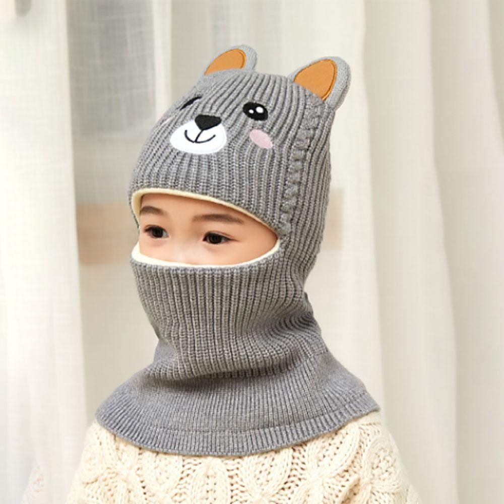 Cute Bear Fox Kids Beanie Hats Neck Protect Winter Knit Hat Child Girls Earflap Caps