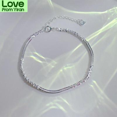 Nuovo Arrivato Bracciale Scintillante in Argento Sterling S925 Corda Scintillante Gypsophila Bracciale Rigido Regolabile per Donna Accessorio Gioiello di Alta Moda