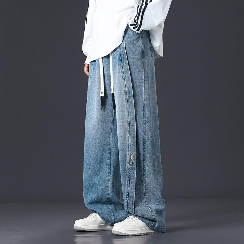 Fleece-Lined Thickened Plus Size Men's Loose Wide-Leg Jeans - Trendy Brand Straight Leg Long Pants for Men and Women