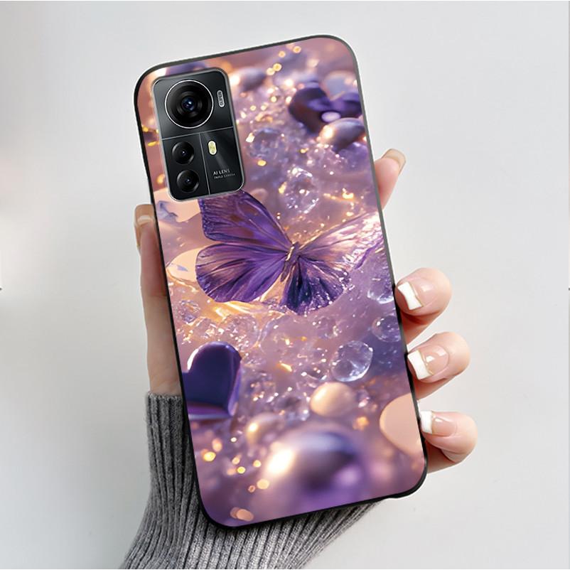 Für ZTE Blade A72S A7050 Hülle Für ZTE Blade V41 Smart Cover Luxus Mode Schmetterling Blume Silikon Weich Schwarz TPU Stoßfänger Schale
