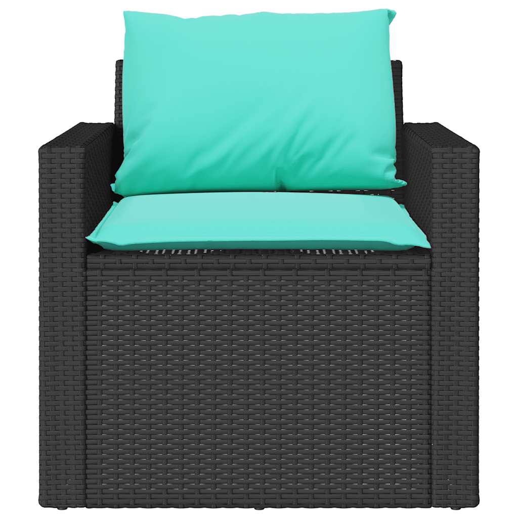 4 Piece Outdoor Sofa Set with Cushions Black Poly Rattan