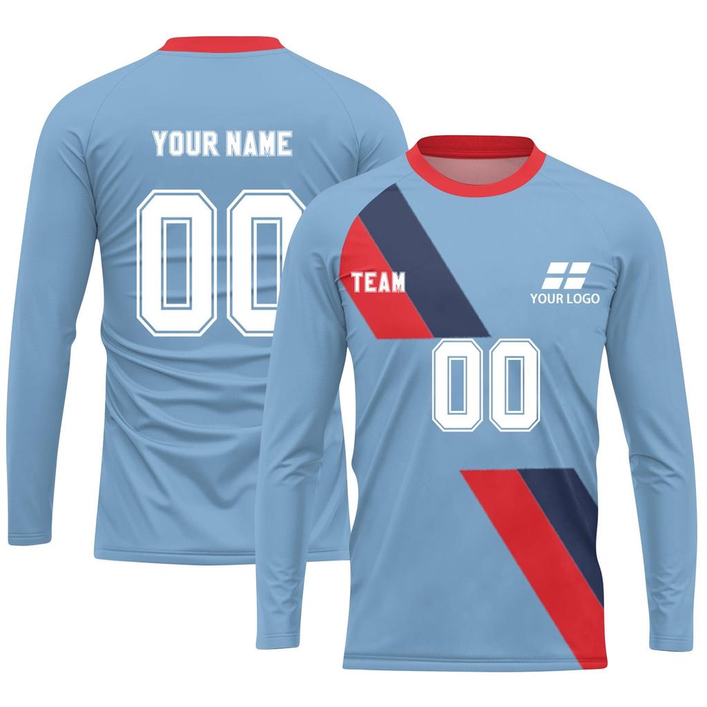 Men's Long Sleeve Athletic Jersey, Lightweight Sports Shirt, Quick Dry Top for Training, Purple Blue White Design