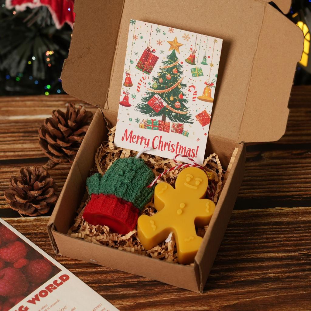 Christmas Tree Gingerbread Man Scented Candle Gift Set Handcrafted Shaped Christmas Gift Creative Souvenir Present