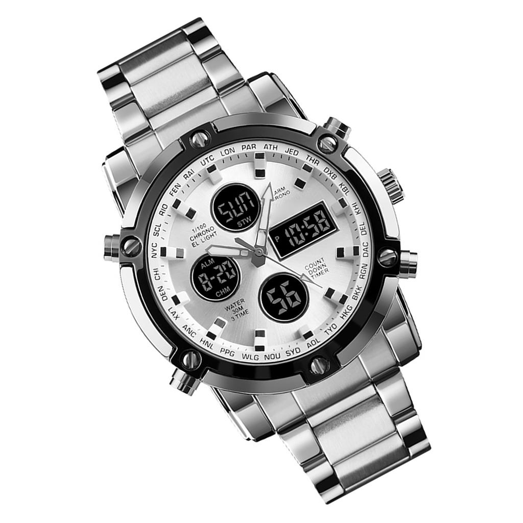 SKEMI 1389 Quartz Man Watch Unique Fashion Sport Casual Brand Quartz Clock Double Movement Stainless Steel Strap Waterproof Wrist Watch Relogio Mascul