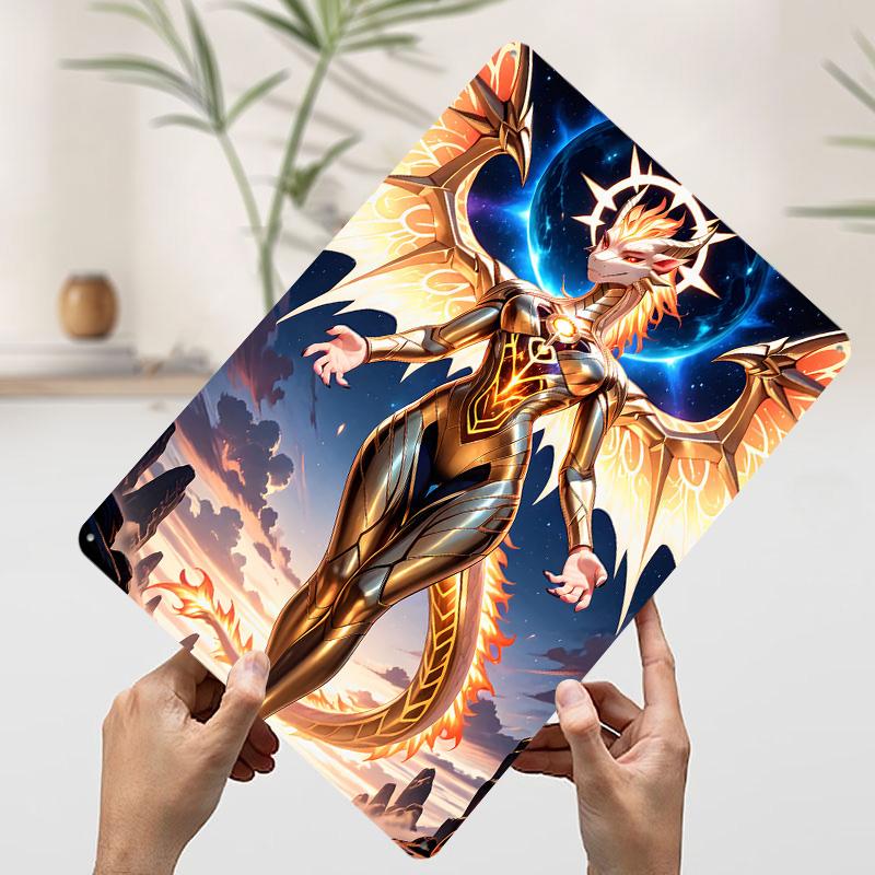 Golden Dragon Warrior With Wings Tin Plaque Poster Customized Wall Art Retro Vintage Metal Signs for Man Cave Home Decorations