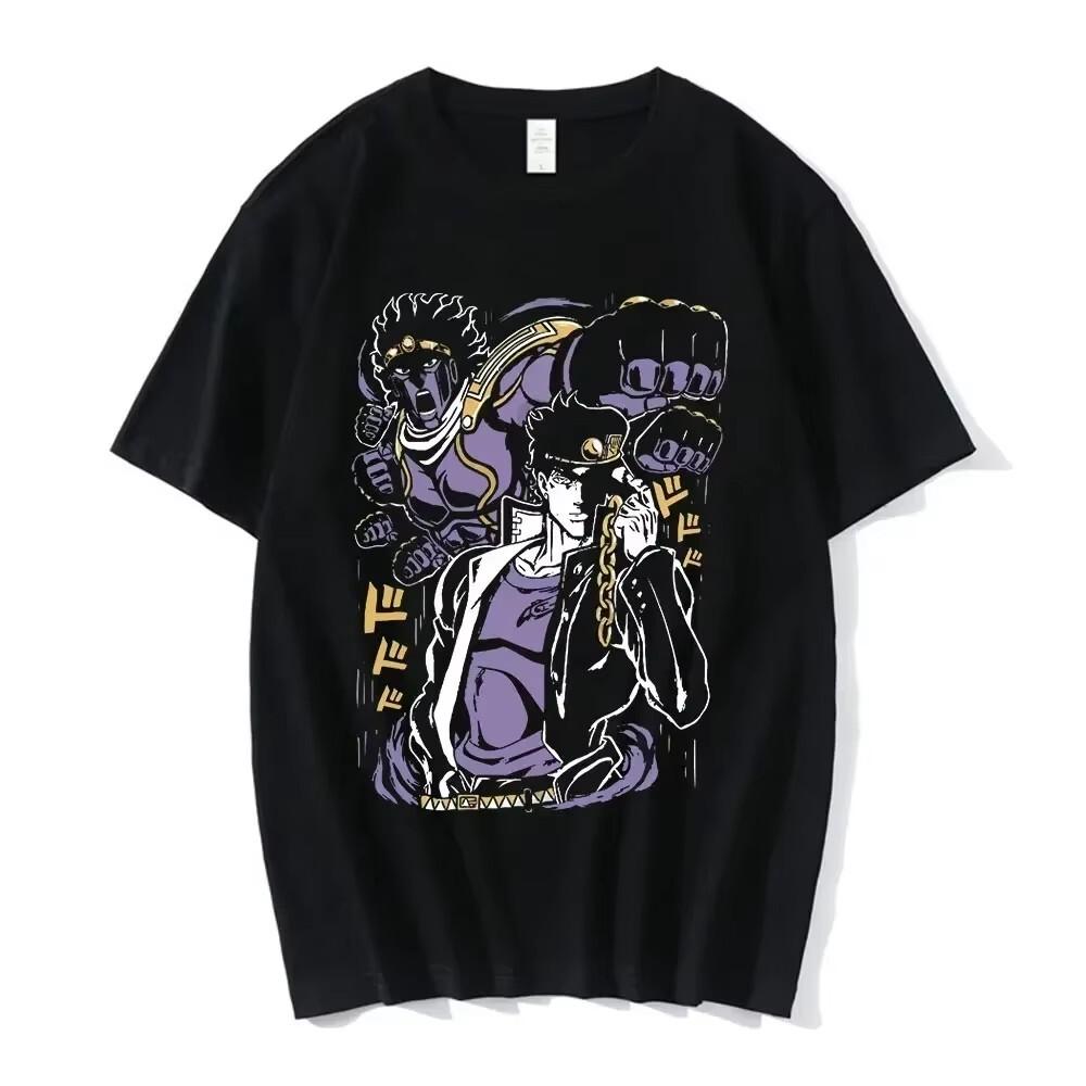 2026 New Jojo Bizarre Adventure Casual T Shirt Cotton High Quality Teen Trendy Korean Clothes Top Tees Hip Hop University Pastel