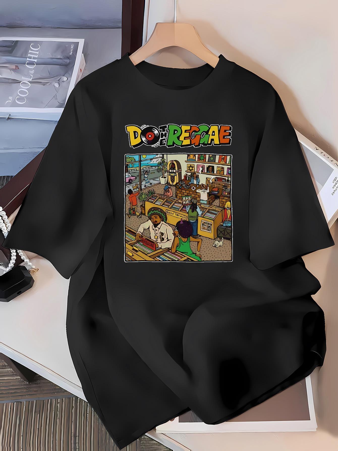 

Women S Reggae-Inspired Graphic T-Shirt - Colorful Art S