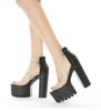 Fashion Plus Size 35-42 Super High Heel Catwalk Sandals Women 2025 Summer Black Leather Sandals Platform Female Open Toe Shoes