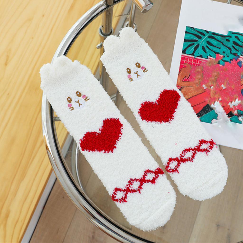 Women Cute Pet Coral Velvet Socks Plus Velvet Warm Home Floor Socks In Tube Socks