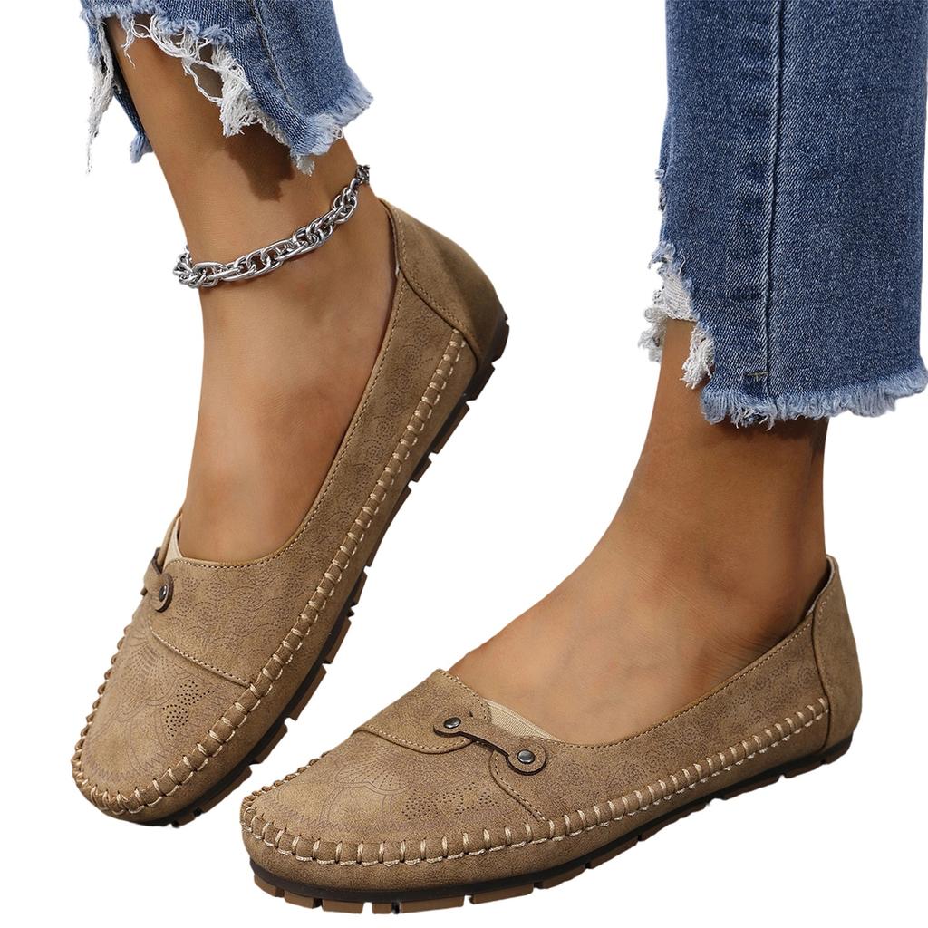 Women's Casual Loafers Slip On Flats Round Toe Comfortable Walking Shoes Soft Sole Flexible Outsole Lightweight Design