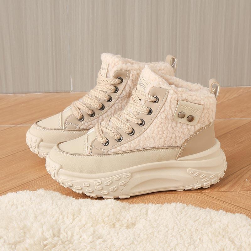 2025 winter velvet high-top little white shoes new Korean version ins female students height increase sports warm leisure K6701