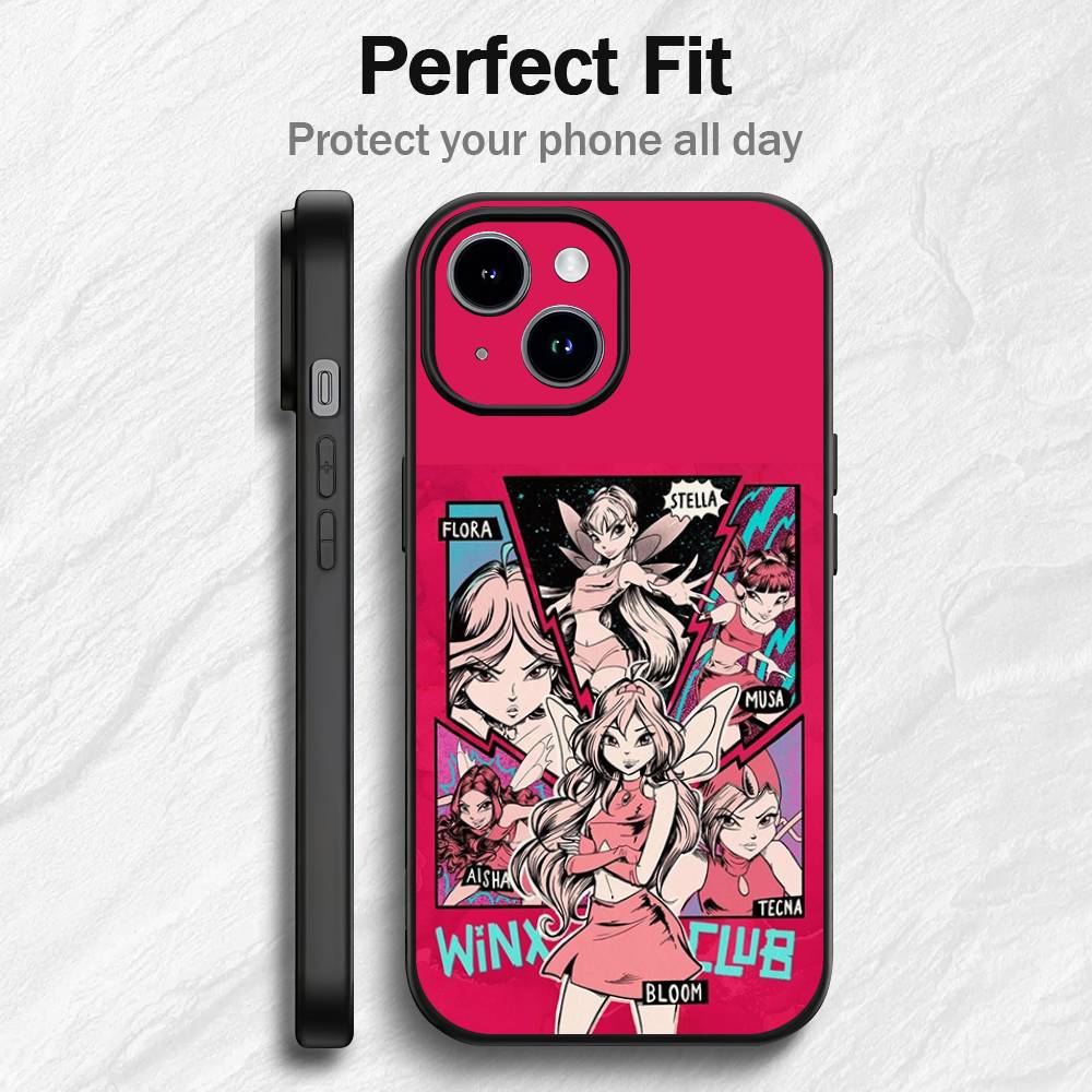 Girl W-Winx Clubs anime Phone Case For iPhone 17 16 15 14 13 12 PRO MAX PLUS Mini TPU Soft to Skin-friendly case