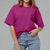 Damen Einfarbig Kurzarm Frühling und Sommer Modelle von Einfarbig T-Shirt Baumwolle Kurzarm Lose Hundert Tops