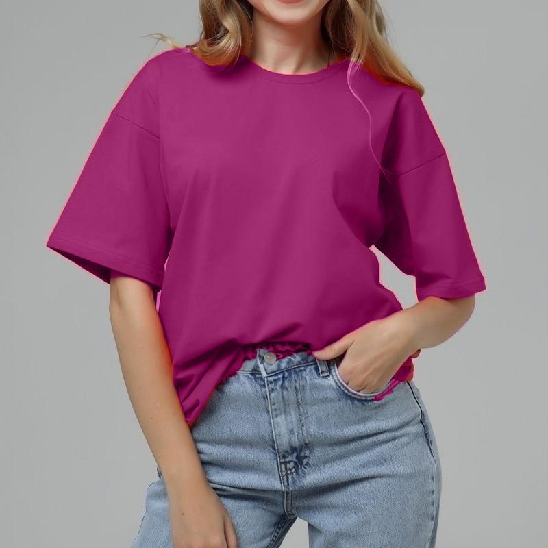 Damen Einfarbig Kurzarm Frühling und Sommer Modelle von Einfarbig T-Shirt Baumwolle Kurzarm Lose Hundert Tops