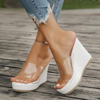 Sommer Transparent frauen Hausschuhe Solide Outdoor Damen Schuhe 2024 Heißer Verkauf Offene spitze Casual Plattform Keil Große Größe Hausschuhe