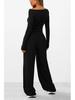 Asymmetrical Long-Sleeve T-Shirt & Wide-Leg Pants Casual Loungewear Set 2025 Autumn Collection