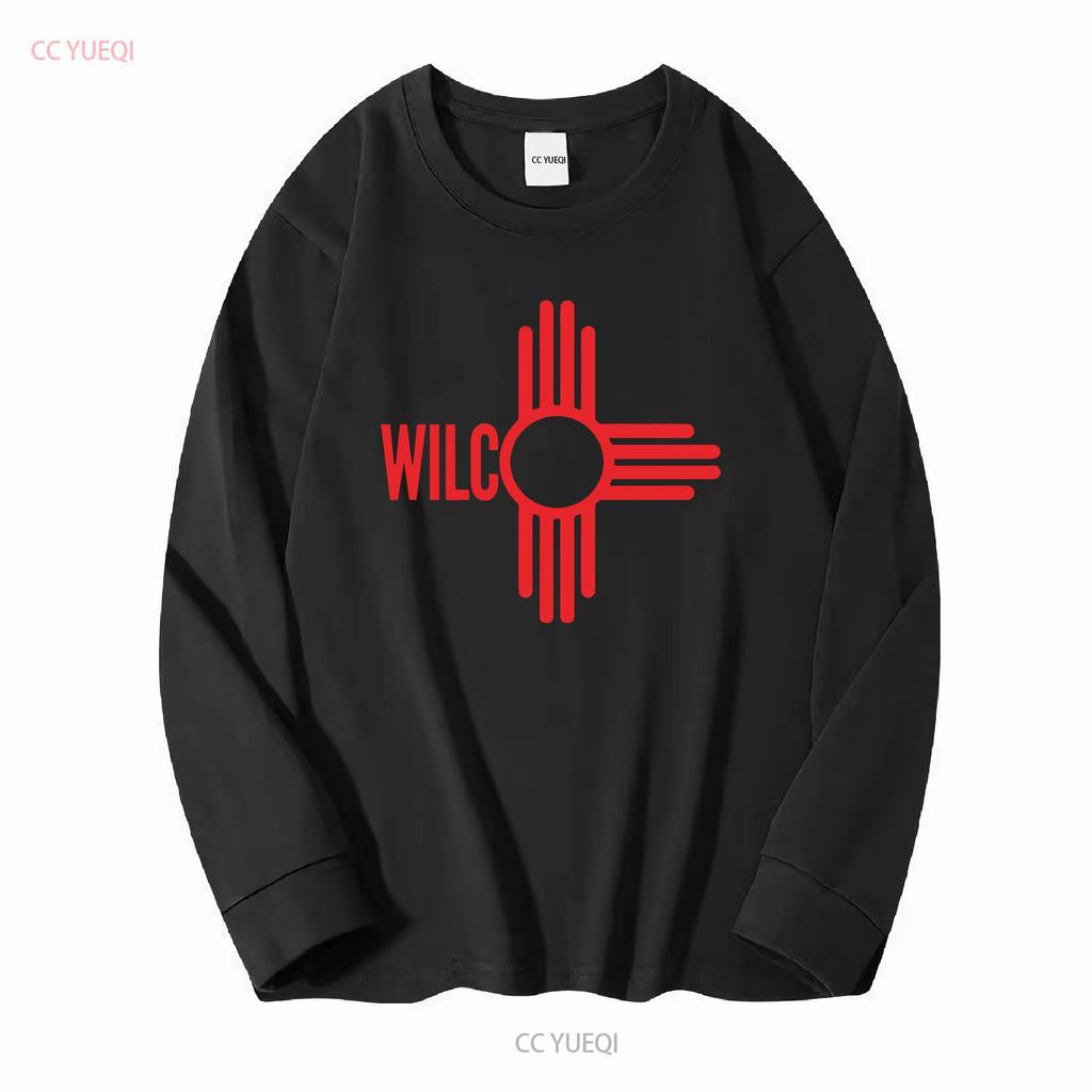 Nuovo Logo Band Wilco Per Fan Maglietta Nera in Cotone manica lunga o corta Vintage Lavata Top Per Uso Quotidiano Grafica Comoda