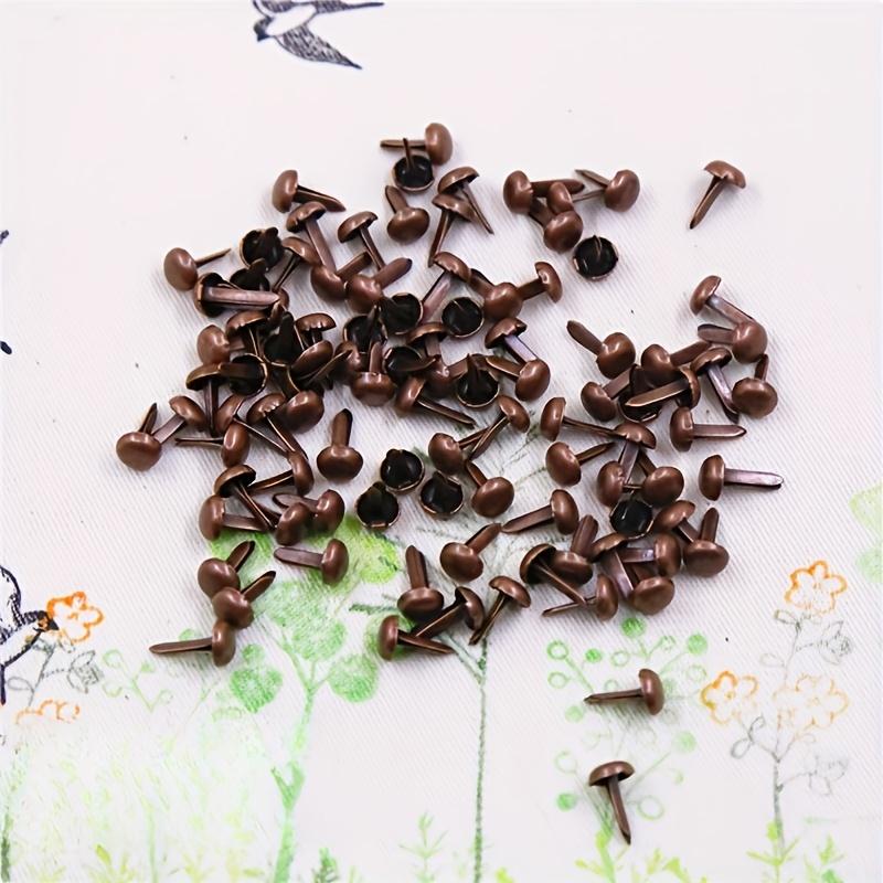 200pcs Antique Bronze Mini Brads - Durable Iron Square Fasteners with Flat Round Head for Scrapbooking, DIY Crafts, Card Making & Paper Projects