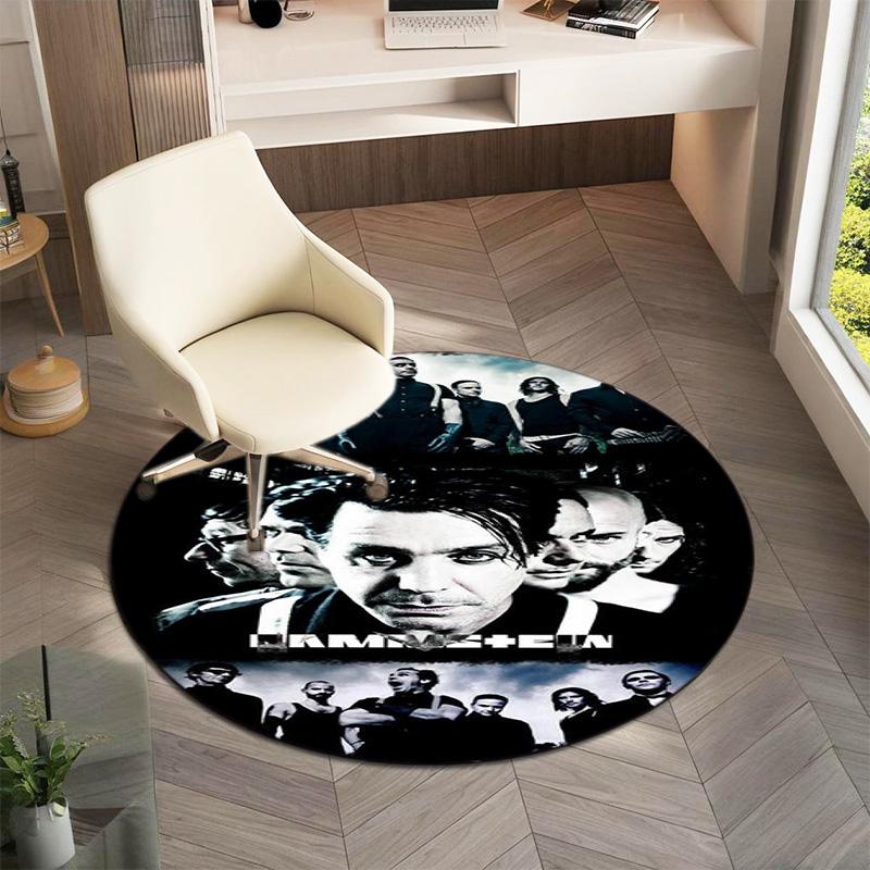 Famous German Rock Heavy Metal Band Rammstein Tile Lindemann Circular Carpet Decoration Anti Slip Home Table and Chair Mat Aisle Door Mat Carpet D15