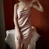 Female Sexy Ice Silk Nightdress Spring and Summer Thin Suspender Sex Temptation Pure Desire Loungewear
