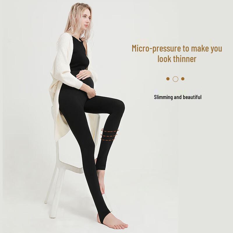 LANGSHA Umstandsleggings mit verstellbarer Bauchstütze und Fleecefutter