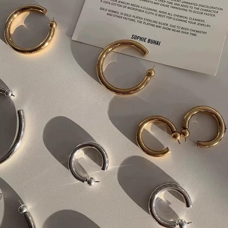 SophieBu*ai Minimalist Circle Ear Cuffs - Elegant High-End Hoops Earrings