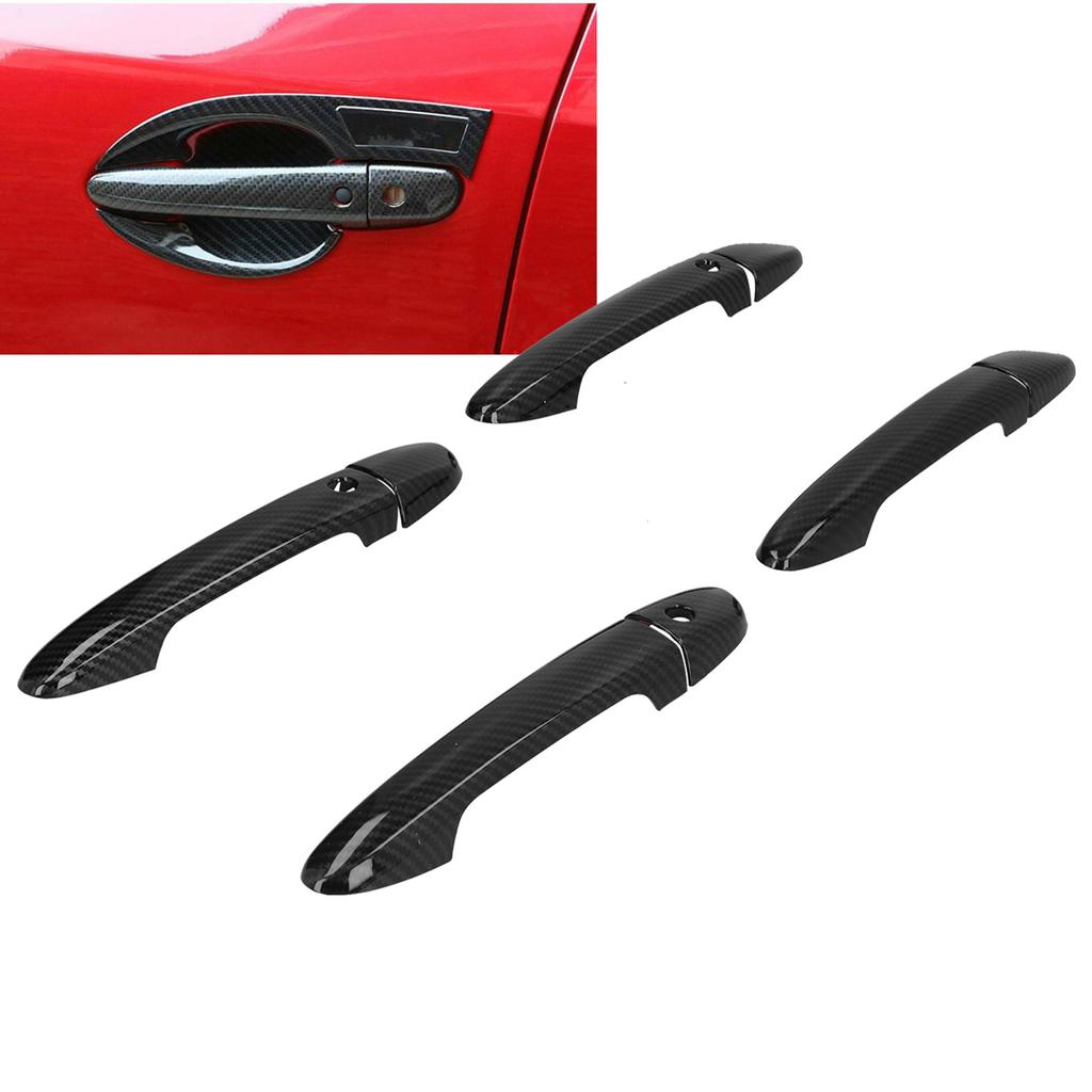 8pcs Car Door Handle Cover Carbon Fiber Style Intelligent Hole Replacement for Mazda CX-4 2013-2015