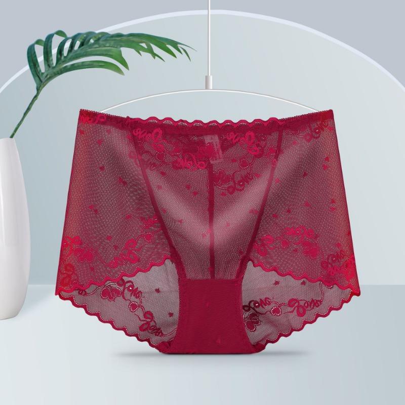 Sexy, verführerische Slips aus hohler Spitze, übergroße Unterwäsche für Damen, Slips mit hoher Taille, hüftbetonend, nicht eng anliegend, Damenhöschen