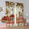 2D Flat Printing 2pcs Scene Curtains Strawberry Dessert Table Digital Printed Polyester Drapes All Season Party & Holiday Decor