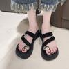 Slippers women's 2025 new summer outer wear cover toe sandals fashion thick sole height increase versatile casual cool slippers