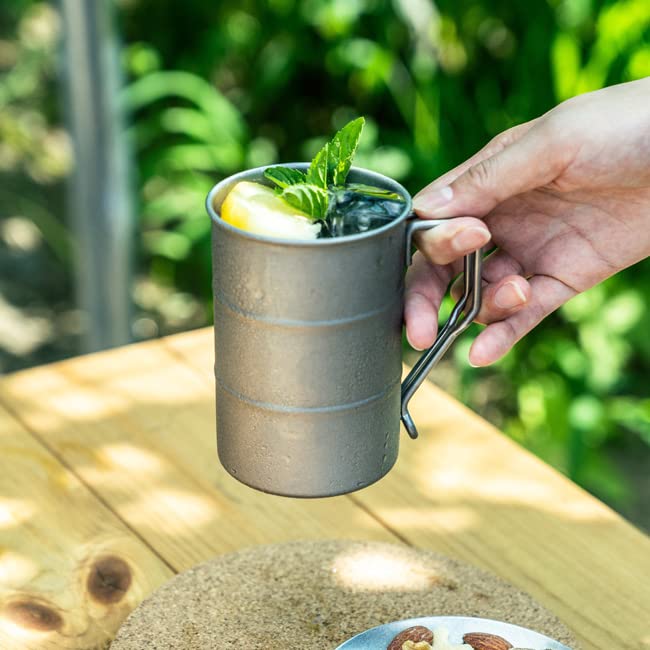 VINTAGE INOX Drum Made in Japan Perfect for outdoor and Stainless steel with an aged Unbreakable and dishwasher Mug, 400ml, [Official Product]. cafes,