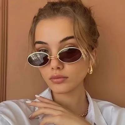 Retro Metal Oval Sunglasses Street Style Bicycle Riding Fashion Outdoor Sunscreen  Eyewear Unisex Accessories