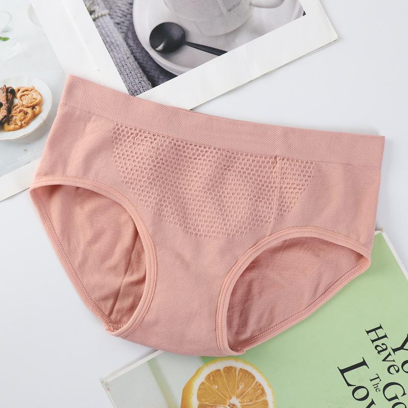 Honeycomb Seamless Women's Mid Waist Underwear Pure Cotton Crotch Comfortable Compression Hip Lifting Triangle Underwear for Women Panties