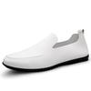 Fashion Men's Leather Casual Shoes Soft Soles Comfortable Flat Bottoms Simple White Men's Commuting Driving Shoes High-quality Fabric